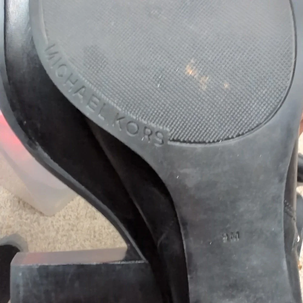 Michael Kors Frenchie Bootie Black Women's Size 9 Gold Side Zip